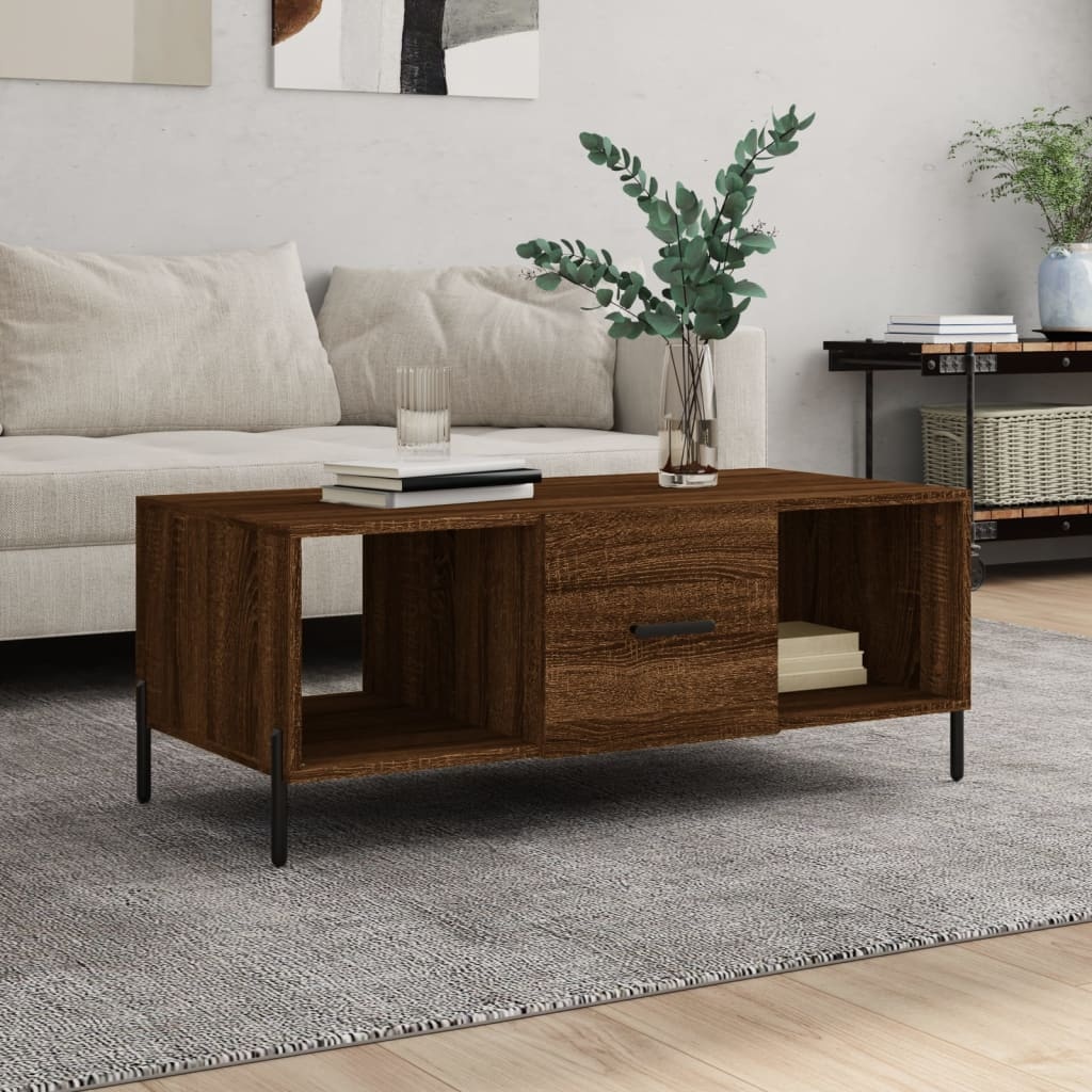 VidaXL Salontafel 102x50x40 cm bewerkt hout bruineikenkleurig