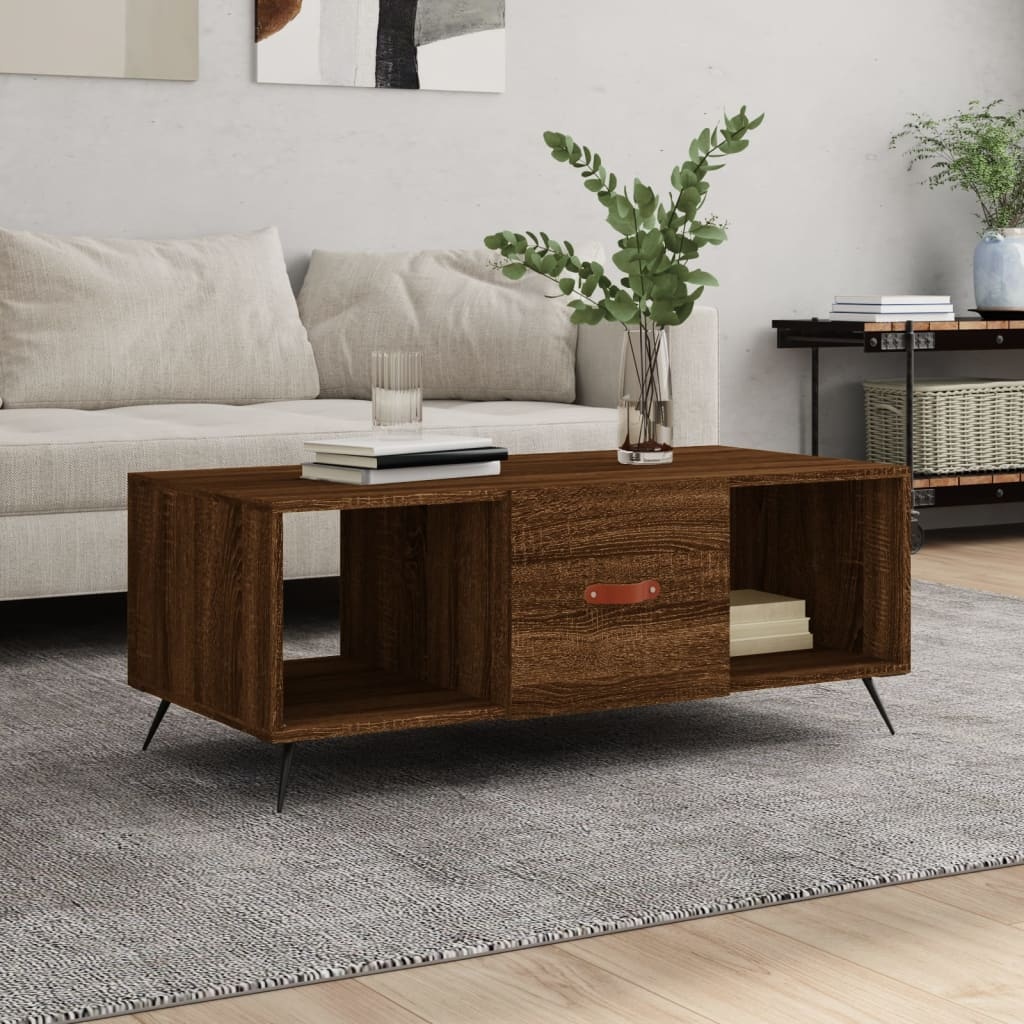 VidaXL Salontafel 102x50x40 cm bewerkt hout bruineikenkleurig