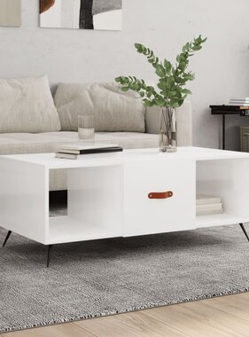 VidaXL Salontafel 102x50x40 cm bewerkt hout hoogglans wit