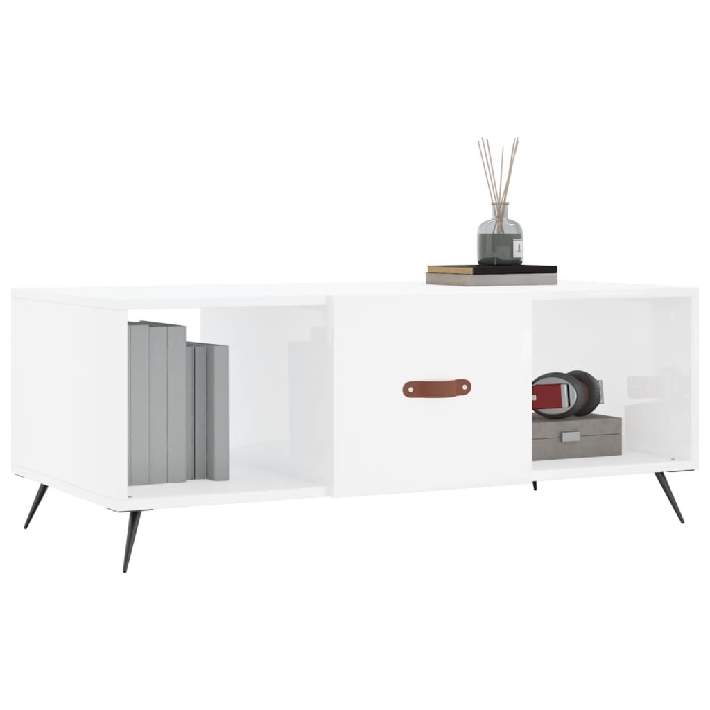 VidaXL Salontafel 102x50x40 cm bewerkt hout hoogglans wit