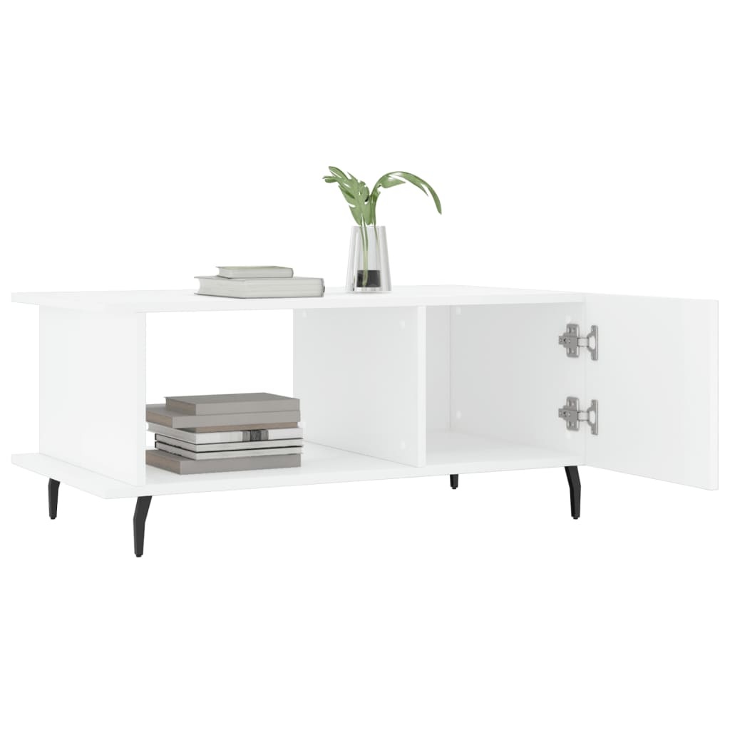 VidaXL Salontafel 90x50x40 cm bewerkt hout hoogglans wit