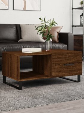 VidaXL Salontafel 90x50x40 cm bewerkt hout bruineikenkleurig