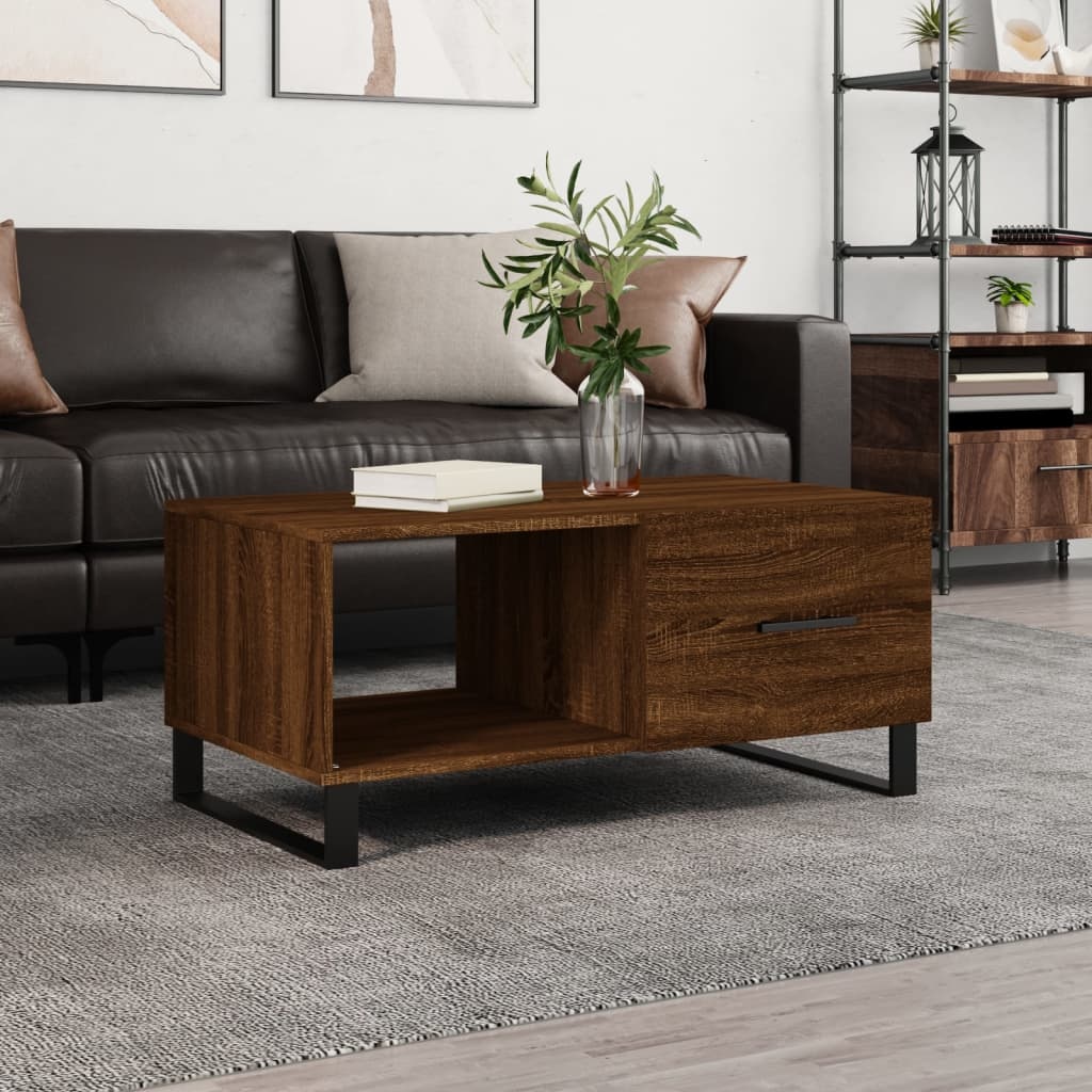 VidaXL Salontafel 90x50x40 cm bewerkt hout bruineikenkleurig