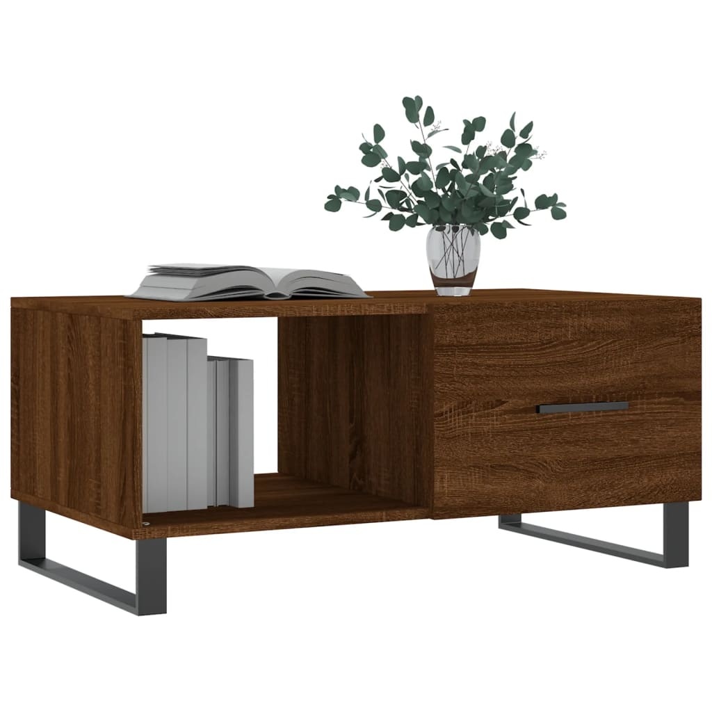 VidaXL Salontafel 90x50x40 cm bewerkt hout bruineikenkleurig