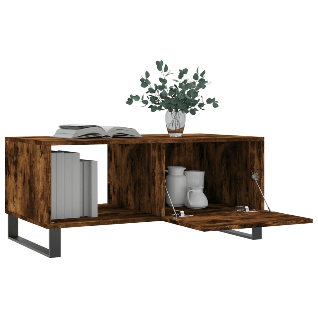 VidaXL Salontafel 90x50x40 cm bewerkt hout gerookt eikenkleurig