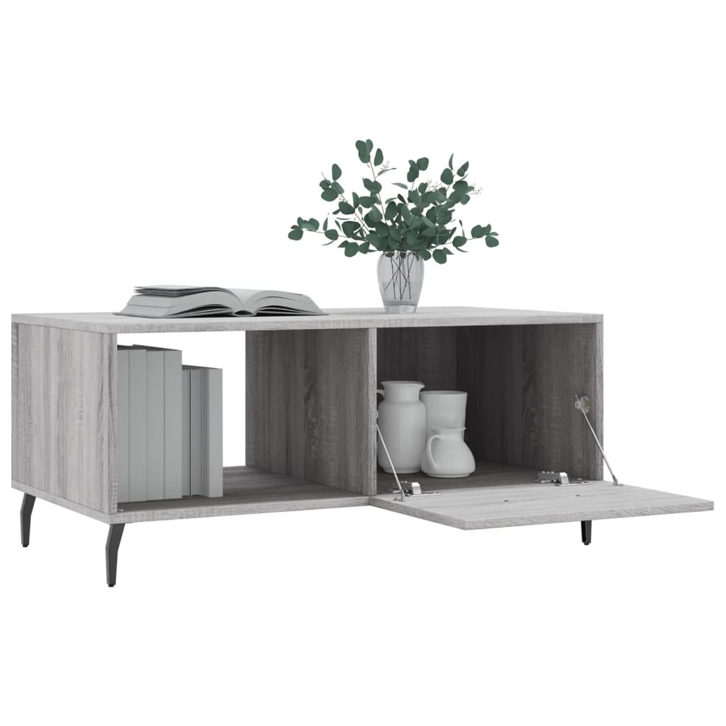 VidaXL Salontafel 90x50x40 cm bewerkt hout grijs sonoma eikenkleurig