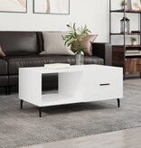 VidaXL Salontafel 90x50x40 cm bewerkt hout hoogglans wit
