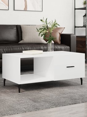 VidaXL Salontafel 90x50x40 cm bewerkt hout hoogglans wit