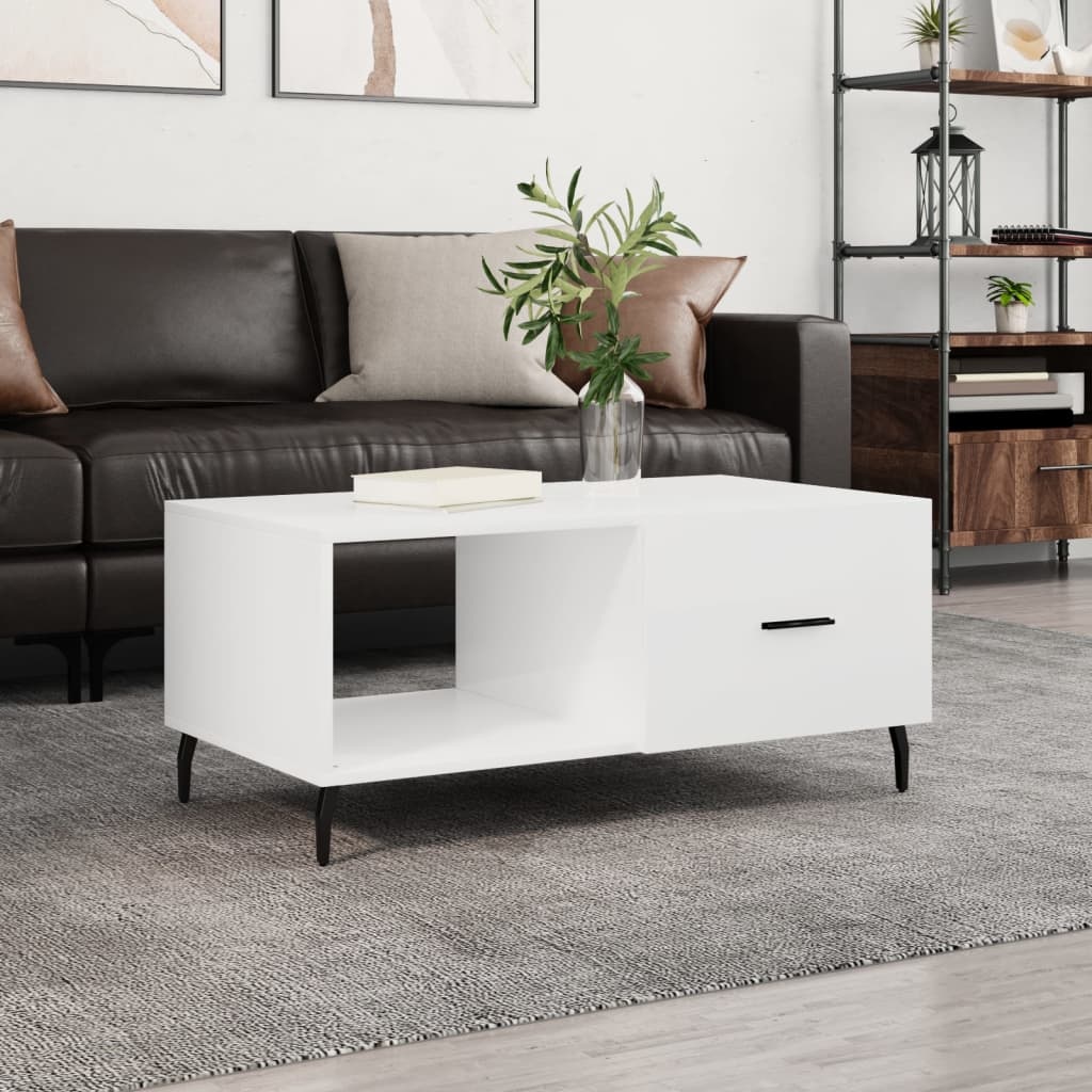 VidaXL Salontafel 90x50x40 cm bewerkt hout hoogglans wit