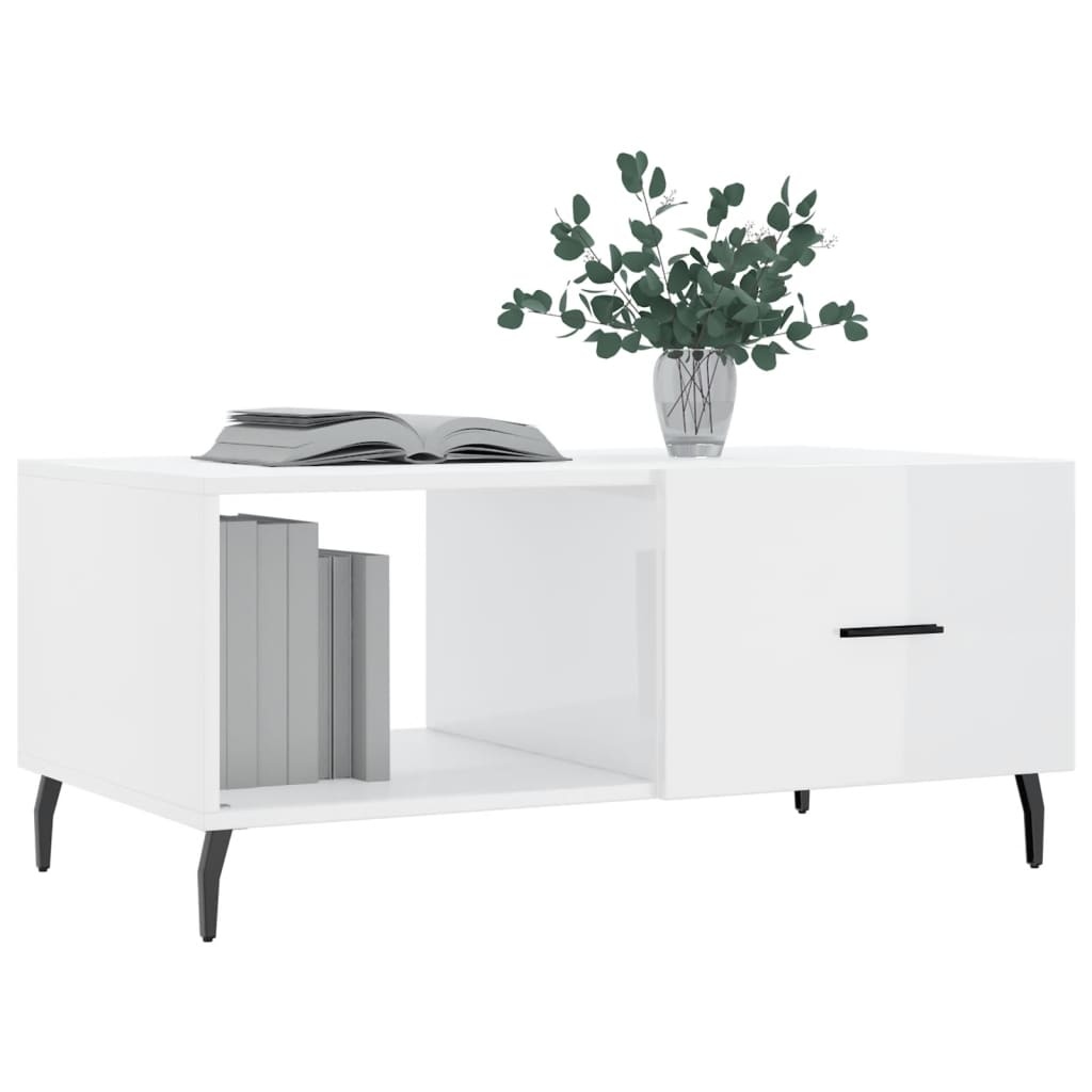 VidaXL Salontafel 90x50x40 cm bewerkt hout hoogglans wit