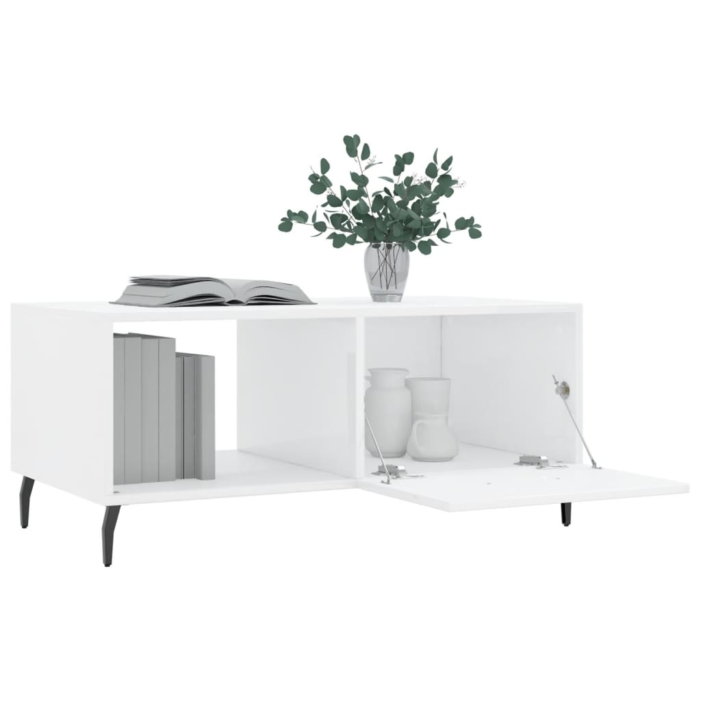 VidaXL Salontafel 90x50x40 cm bewerkt hout hoogglans wit