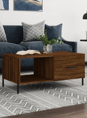 VidaXL Salontafel 90x50x40 cm bewerkt hout bruineikenkleurig