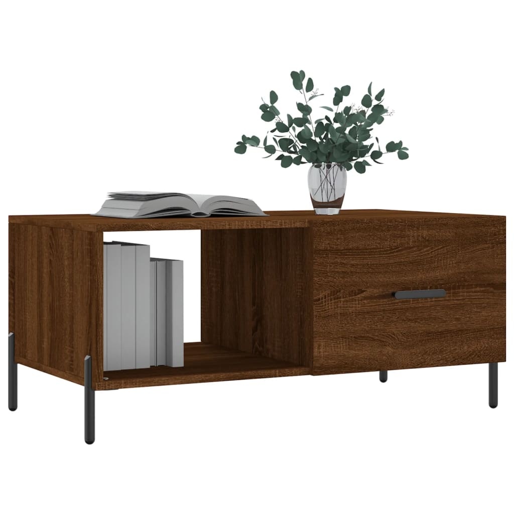 VidaXL Salontafel 90x50x40 cm bewerkt hout bruineikenkleurig