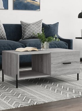 VidaXL Salontafel 90x50x40 cm bewerkt hout grijs sonoma eikenkleurig