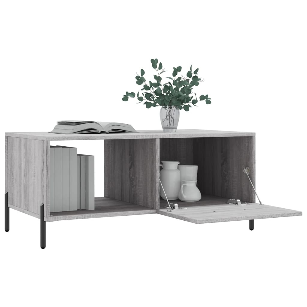VidaXL Salontafel 90x50x40 cm bewerkt hout grijs sonoma eikenkleurig