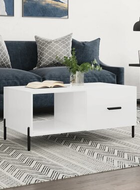 VidaXL Salontafel 90x50x40 cm bewerkt hout hoogglans wit