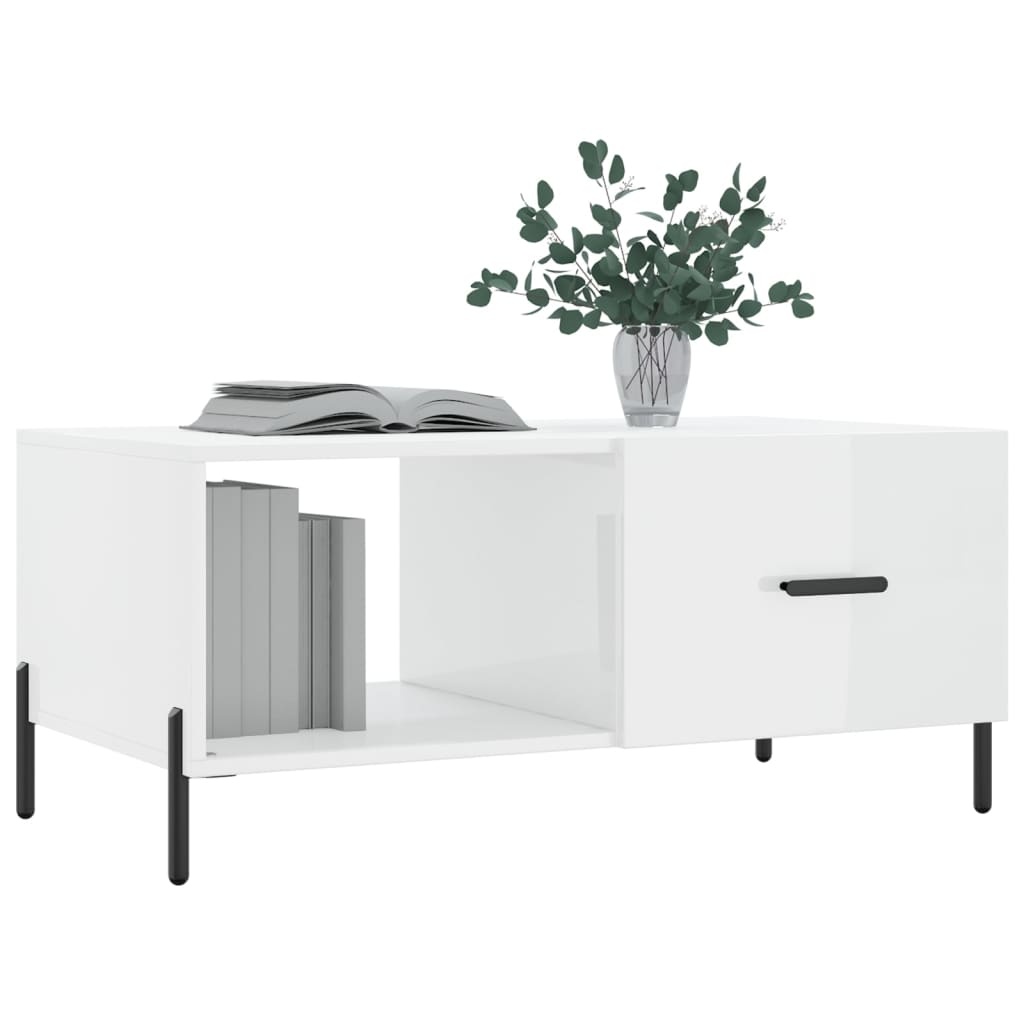 VidaXL Salontafel 90x50x40 cm bewerkt hout hoogglans wit