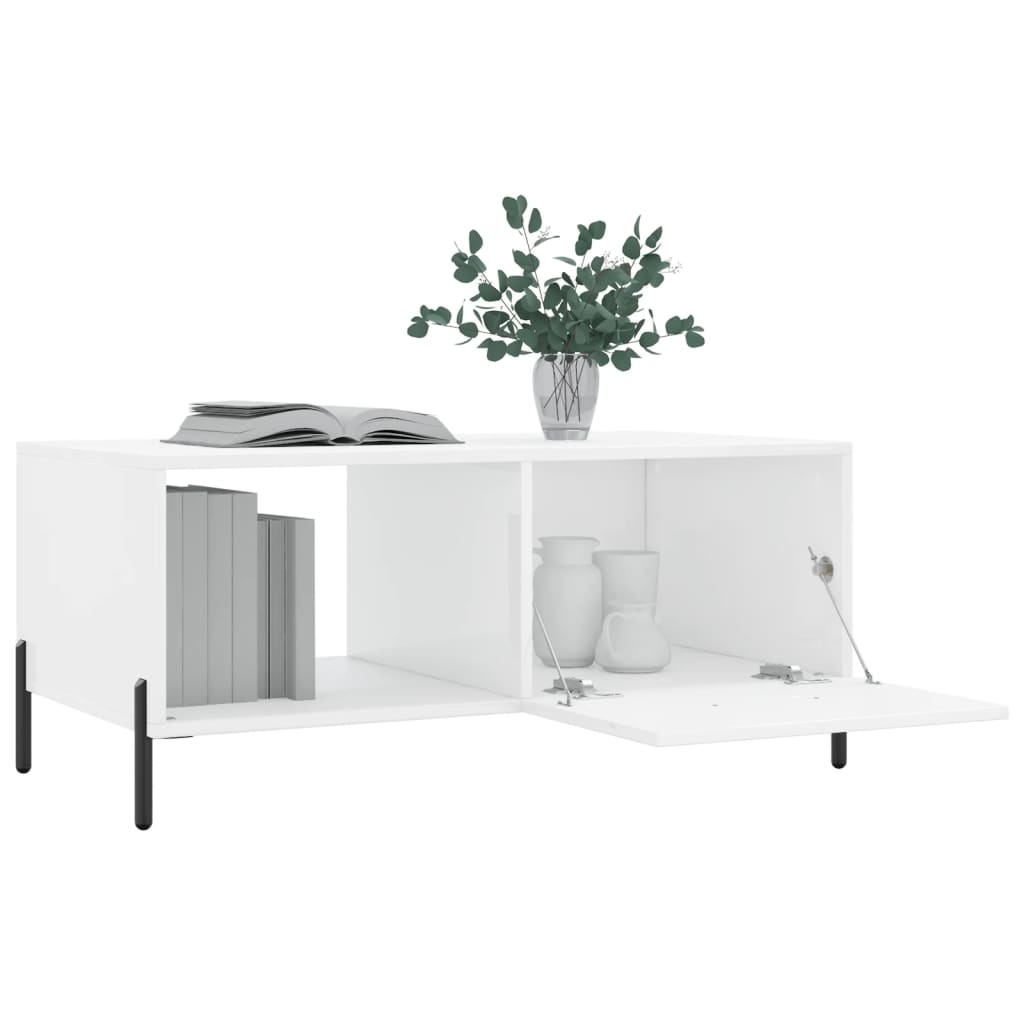 VidaXL Salontafel 90x50x40 cm bewerkt hout hoogglans wit