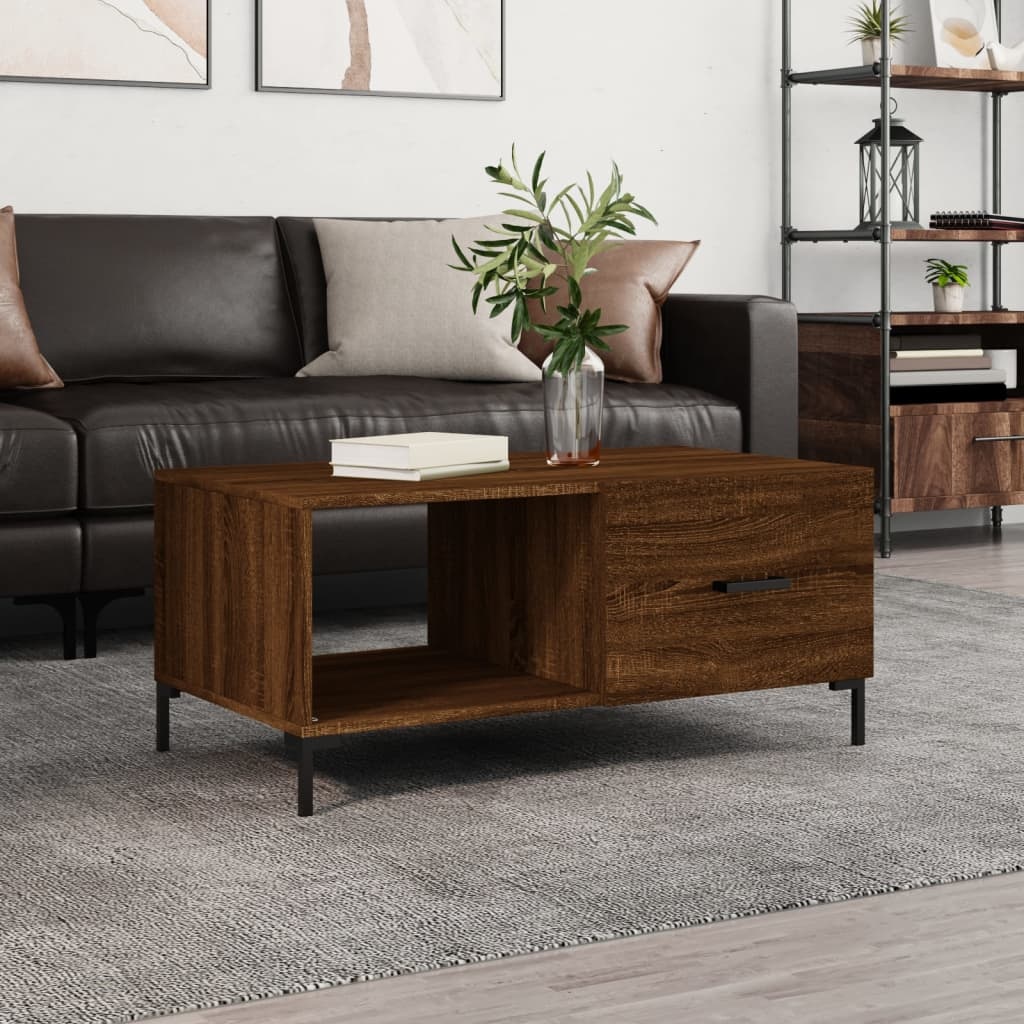 VidaXL Salontafel 90x50x40 cm bewerkt hout bruineikenkleurig