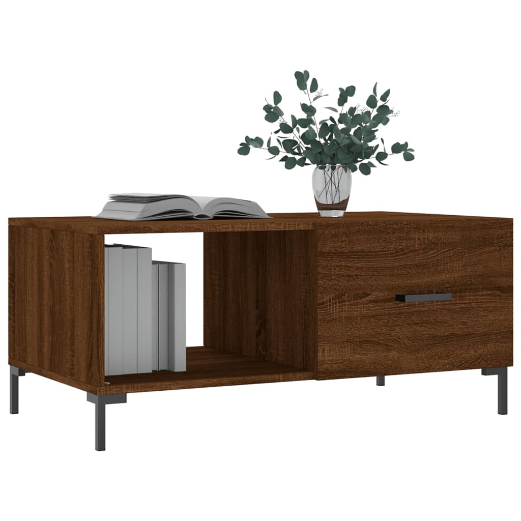 VidaXL Salontafel 90x50x40 cm bewerkt hout bruineikenkleurig
