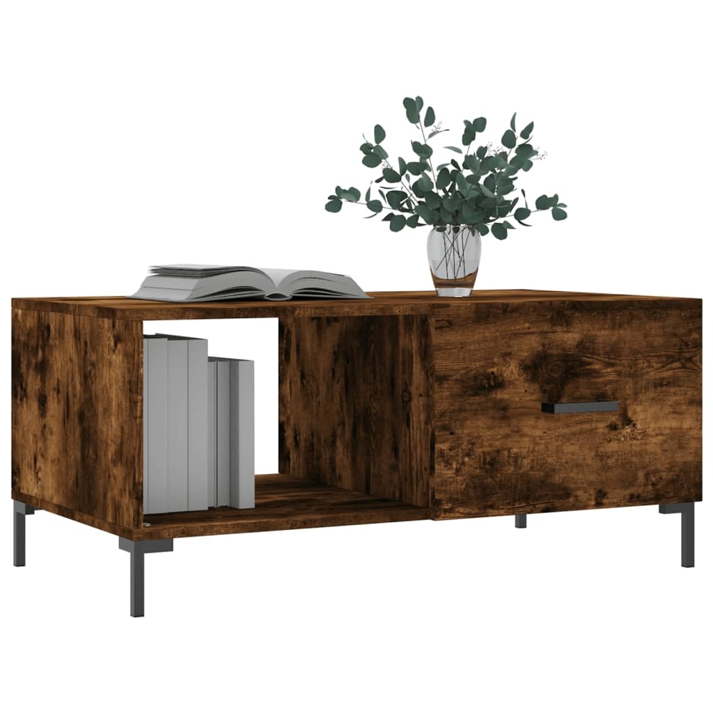 VidaXL Salontafel 90x50x40 cm bewerkt hout gerookt eikenkleurig