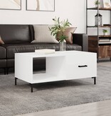 VidaXL Salontafel 90x50x40 cm bewerkt hout hoogglans wit