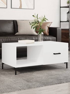 VidaXL Salontafel 90x50x40 cm bewerkt hout hoogglans wit