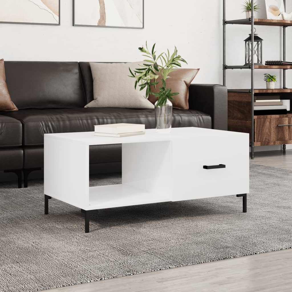 VidaXL Salontafel 90x50x40 cm bewerkt hout hoogglans wit