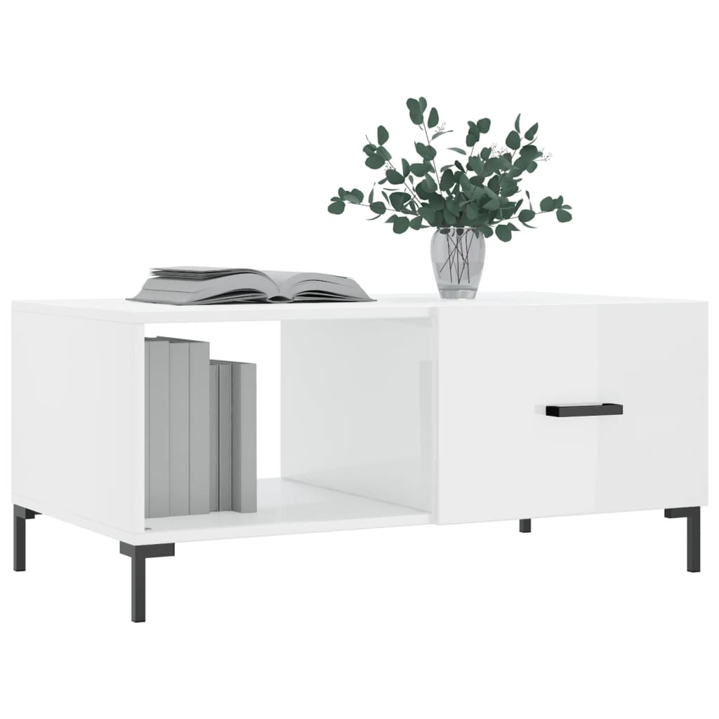 VidaXL Salontafel 90x50x40 cm bewerkt hout hoogglans wit