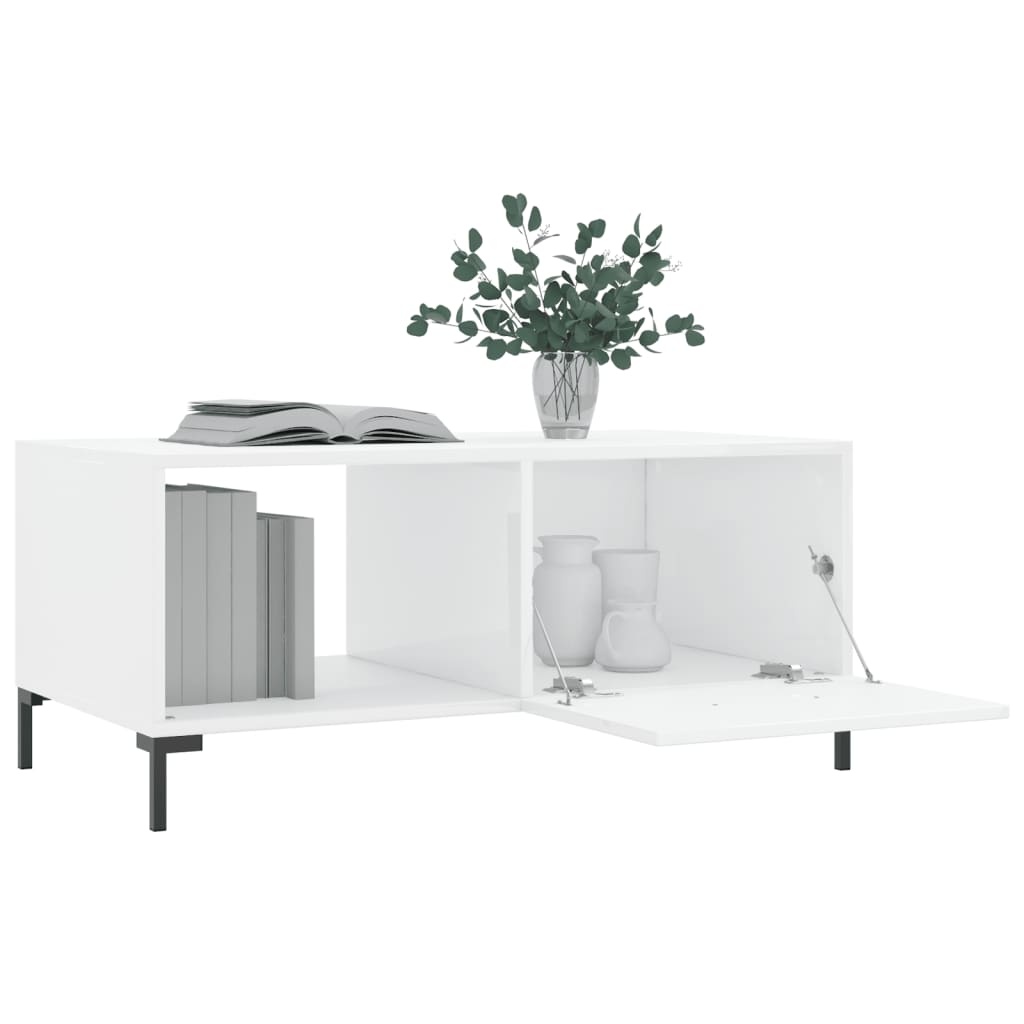 VidaXL Salontafel 90x50x40 cm bewerkt hout hoogglans wit