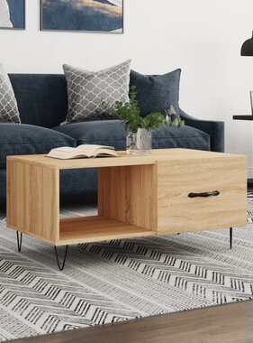 VidaXL Salontafel 90x50x40 cm bewerkt hout sonoma eikenkleurig