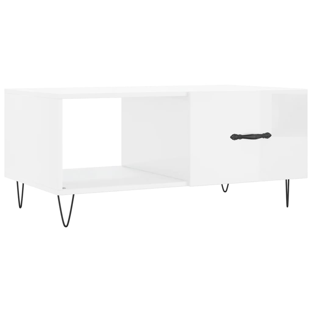 VidaXL Salontafel 90x50x40 cm bewerkt hout hoogglans wit