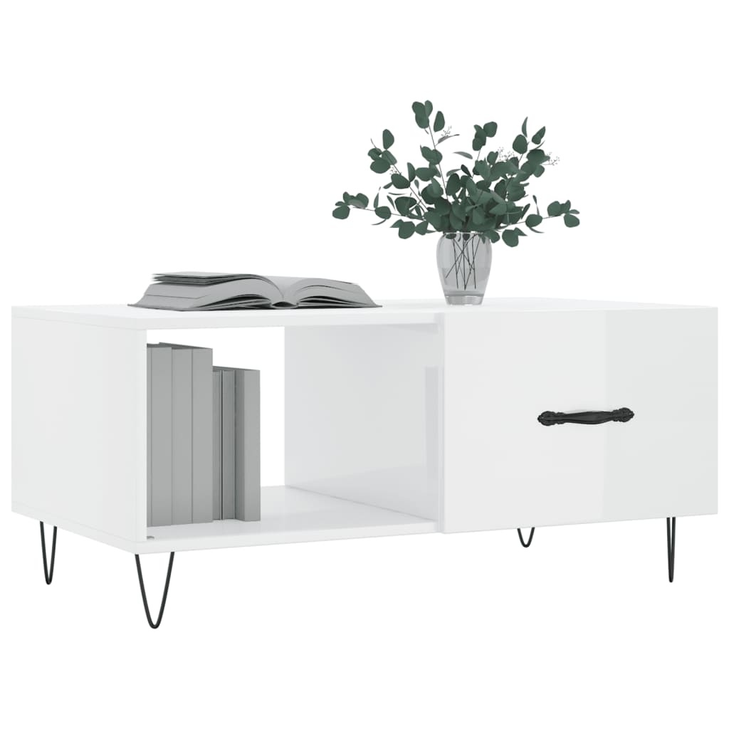 VidaXL Salontafel 90x50x40 cm bewerkt hout hoogglans wit