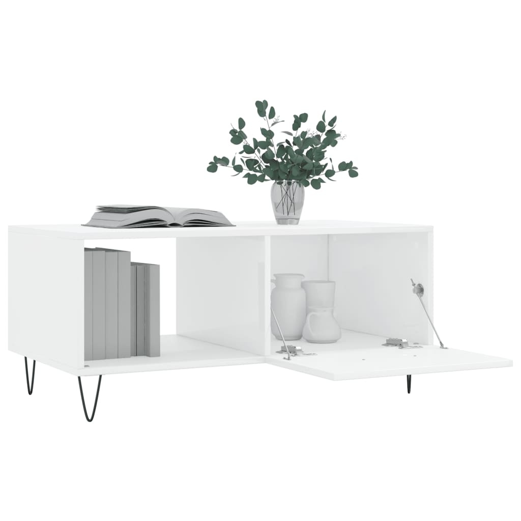 VidaXL Salontafel 90x50x40 cm bewerkt hout hoogglans wit
