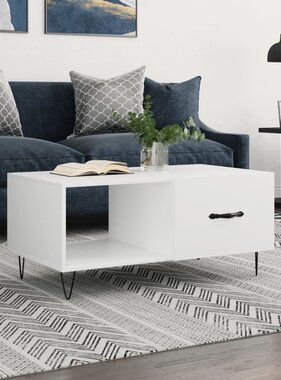 VidaXL Salontafel 90x50x40 cm bewerkt hout wit