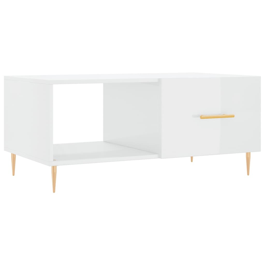 VidaXL Salontafel 90x50x40 cm bewerkt hout hoogglans wit