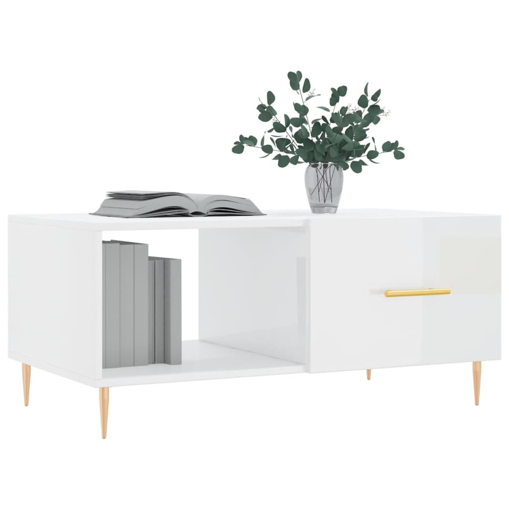 VidaXL Salontafel 90x50x40 cm bewerkt hout hoogglans wit
