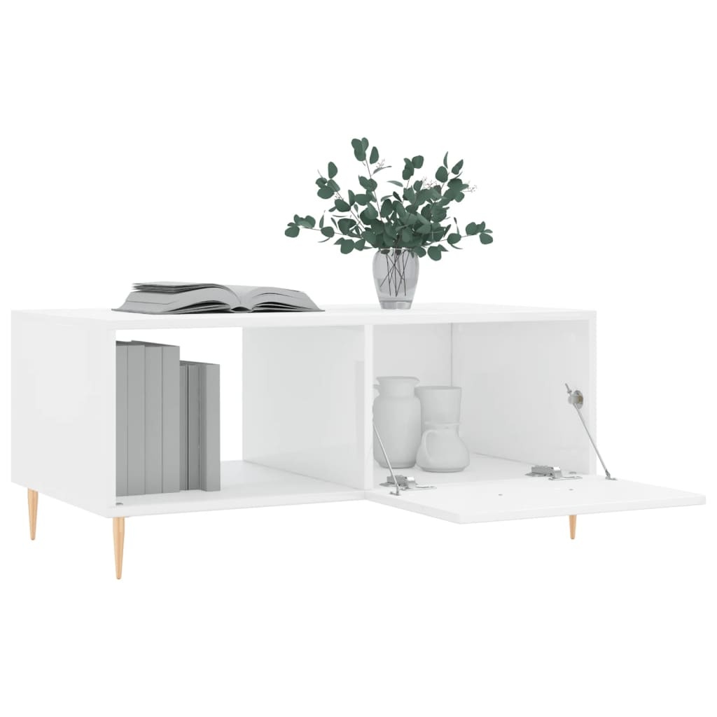 VidaXL Salontafel 90x50x40 cm bewerkt hout hoogglans wit