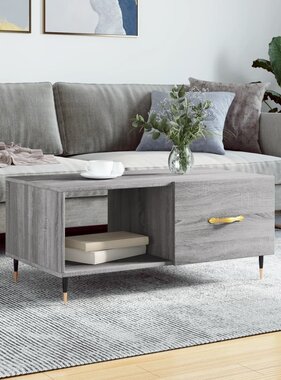 VidaXL Salontafel 90x50x40 cm bewerkt hout grijs sonoma eikenkleurig