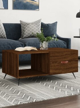 VidaXL Salontafel 90x50x40 cm bewerkt hout bruineikenkleurig