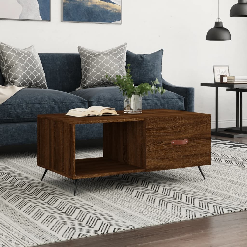 VidaXL Salontafel 90x50x40 cm bewerkt hout bruineikenkleurig