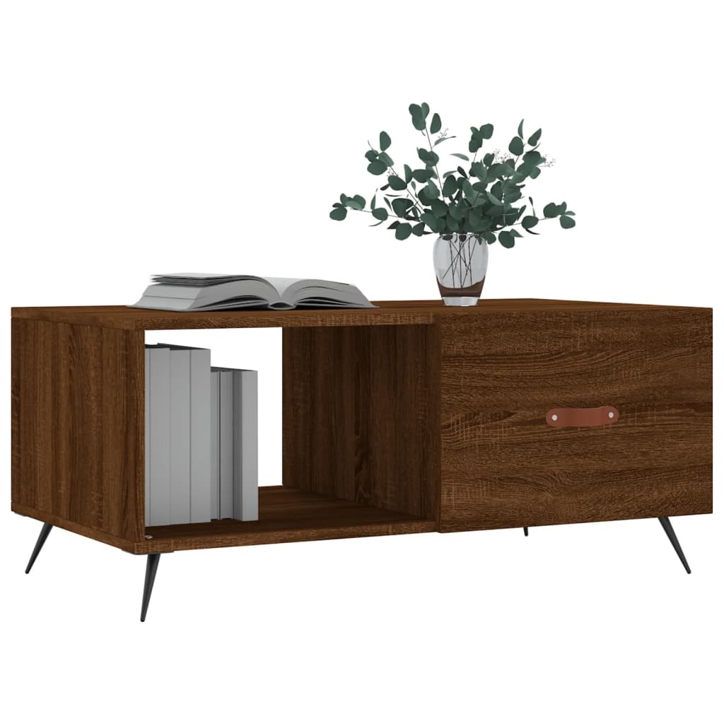 VidaXL Salontafel 90x50x40 cm bewerkt hout bruineikenkleurig
