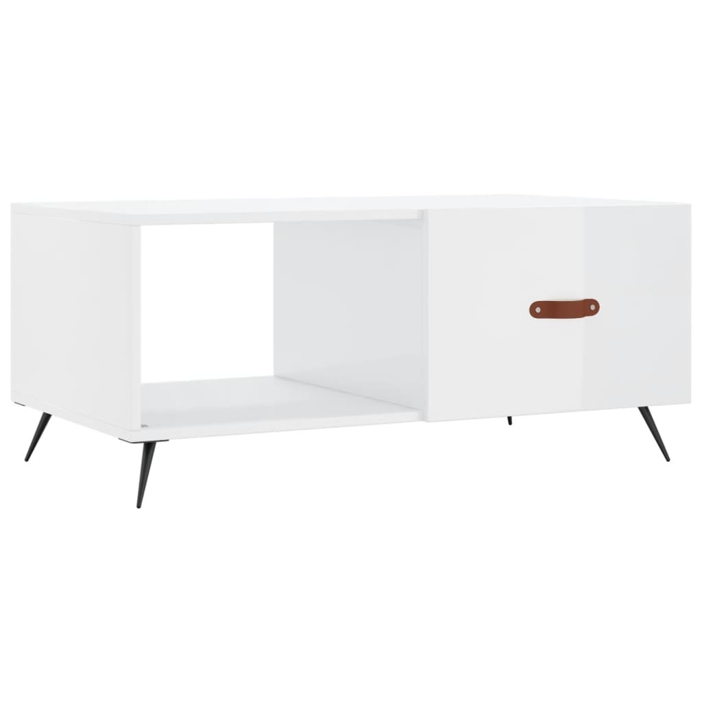 VidaXL Salontafel 90x50x40 cm bewerkt hout hoogglans wit
