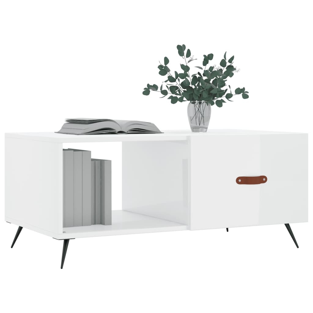 VidaXL Salontafel 90x50x40 cm bewerkt hout hoogglans wit