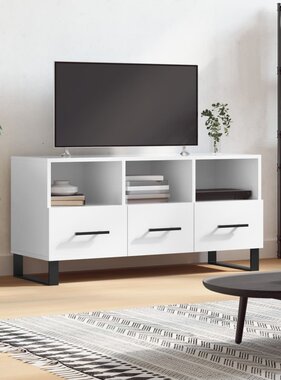 vidaXL Tv-meubel 102x36x50 cm bewerkt hout hoogglans wit