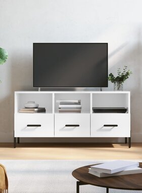 VidaXL Tv-meubel 102x36x50 cm bewerkt hout hoogglans wit