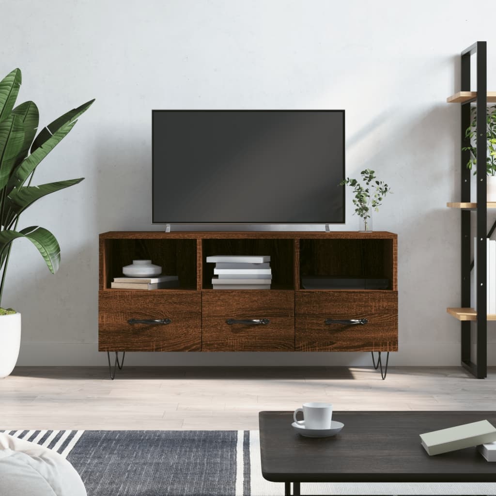 vidaXL Tv-meubel 102x36x50 cm bewerkt hout bruineikenkleurig