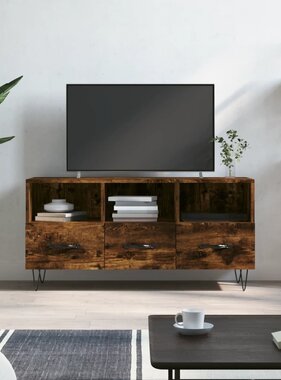 vidaXL Tv-meubel 102x36x50 cm bewerkt hout gerookt eikenkleurig