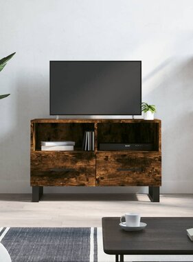 vidaXL Tv-meubel 80x36x50 cm bewerkt hout gerookt eikenkleurig