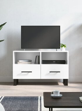 VidaXL Tv-meubel 80x36x50 cm bewerkt hout hoogglans wit